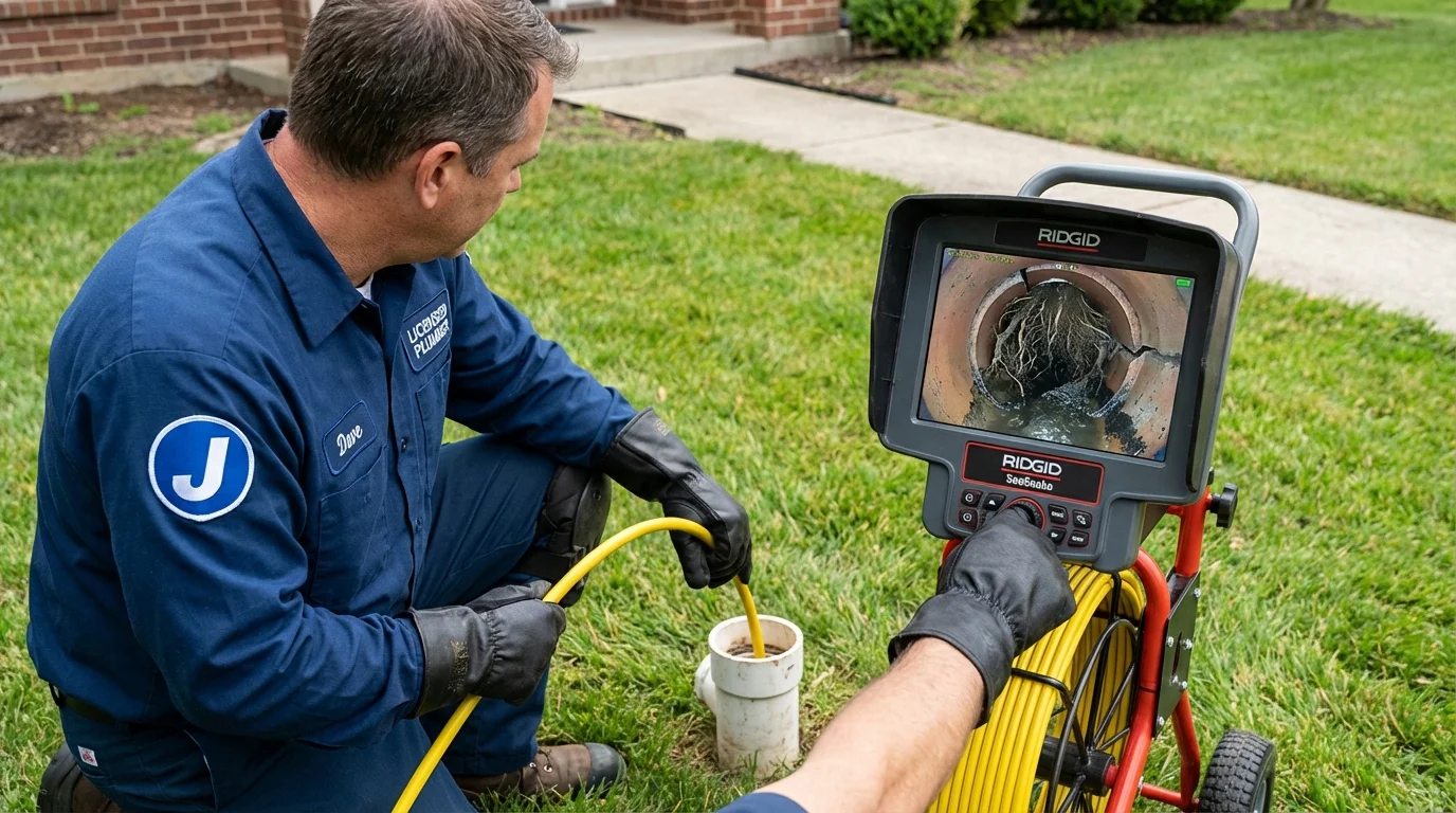 Sewer camera inspection being performed by Johns Plumbing LLC in Parsippany
